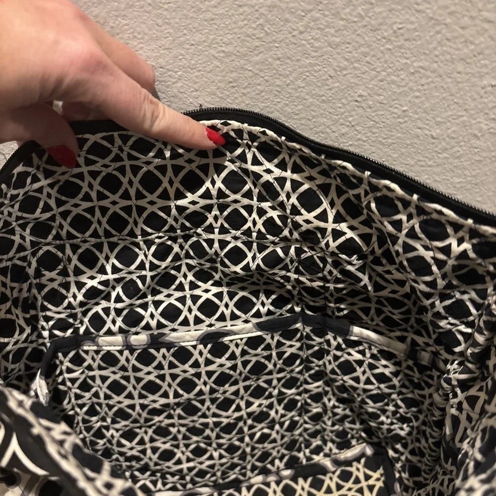 Vera Bradley Quilted Villager Tote Bag Purse Retired 'Night and Day' Black/White